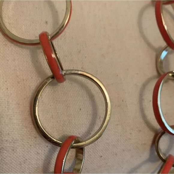 Signed T For Talbots Gold Tone & Reddish Orange Costume Jewelry Necklace - Picture 7 of 12